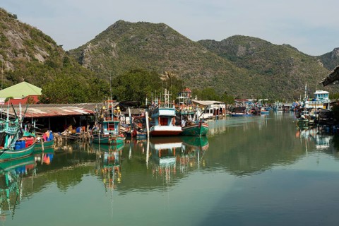 Fishing village and harbor, south of Hua Hin, Sam Roi Yot, Prachuap Khiri Khan, Central Thailand,