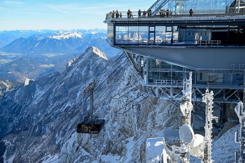 Mountain station of the cable car to the Zugspitze (2962 m), German side, Grainau municipality,