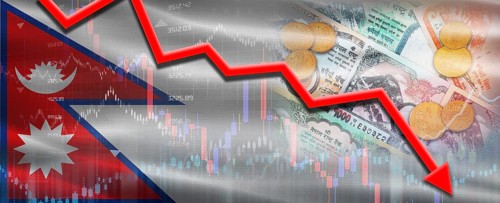 Nepal Financial Crisis on Economic Graph. Financial Fall Nepali on Economy Market