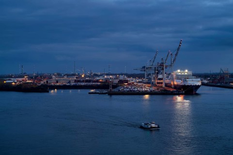 Container ship, container terminal, container bridges, port cranes, port, Hafencity, Free and