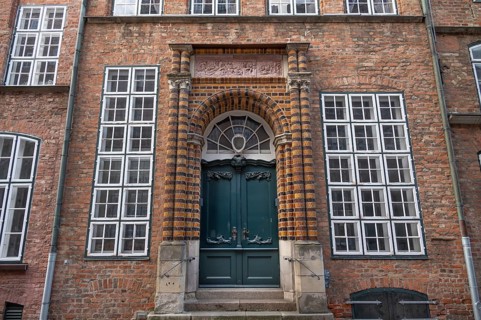 Renaissance entrance portal with terracotta decoration of the Schabbelhaus, built in 1558, renewed