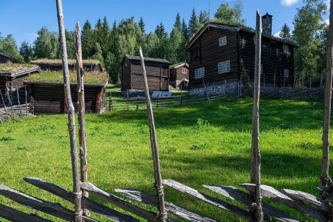 Maihaugen open-air museum with houses and objects from farms in Gudbrandsdal, Lillehammer am Mjøsa