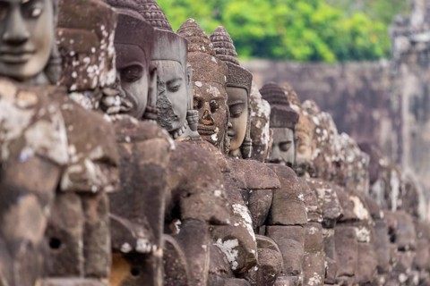 54 demons on the bridge at the south gate of Angkor Thom (Hindu myth of the Cherry of the Milk