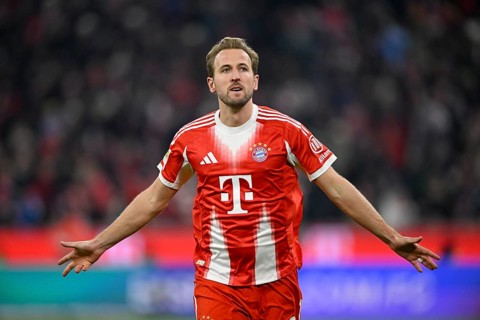 Goal cheer Harry Kane FC Bayern Munich FCB (09) gesture gesture, Allianz Arena, Munich, Bavaria,
