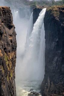 Water plunges into the depths, Victoria Falls with gorge, Zambezi, Zimbabwe