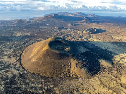 Montaña Negra volcano, picturesque volcanic landscape with volcanic craters and lava fields in
