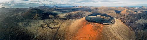 Caldera Colorada volcano and Montaña Negra, picturesque volcanic landscape with volcanic craters