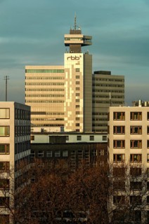 RBB Broadcasting Center, Berlin-Brandenburg Radio, TV, Television Center in Morning Light, Berlin,