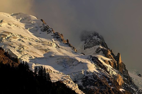 Glacier on the Mont-Blanc massif, Chamonix-Mont-Blanc, Haute-Savoie, France