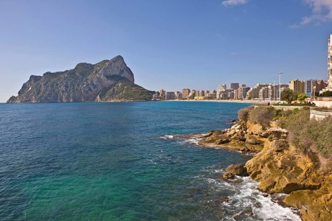 La Fossa-Levante Beach, Penon de Ifach landmark, Calpe Valencia, Costa Blanca, Spain