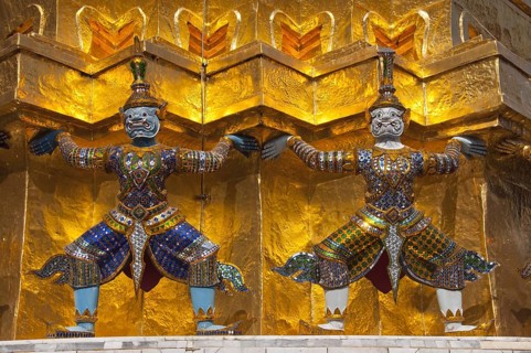 Golden Chedi in Front of the Pantheon, Carried by Twenty Monkeys and Demons, Wat Phra Kaeo Grand