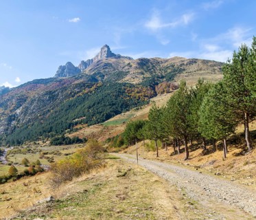 Mountain landscape Guarrinza - La Mina, Aragon Subordan river valley, Parque Natural Valles
