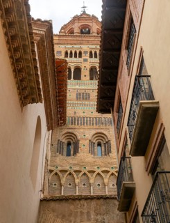 Mudéjar architecture tower of Santa María de Mediavilla cathedral, Teruel, Aragon, Spain