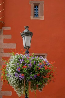 Lantern, street lamp with floral decorations at the former chancellery, now Alsatian Museum,