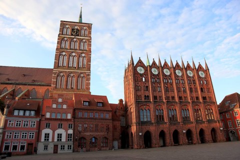 St. Nicholas Church and Town Hall in the Old Town, Stralsund, Hanseatic City of Stralsund,