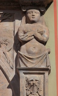 Façade of the Fürstenhof in Wismar, detail of the portal design of the passageway, Renaissance