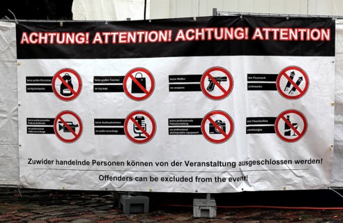 Bans at an open-air concert, weapons ban, photography ban, fireworks ban, bag ban and more