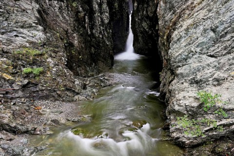 Small waterfall, Diosaz mountain river in the gorge, Gorges de la Diosaz, Les Houches,