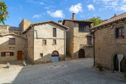 Buildings in the medieval village of Longás, Val d'Onsella, Zaragoza province, Aragon, Spain