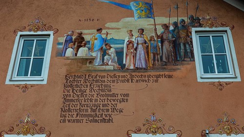 Facade painting on an older residential building, Dießen am Lake Ammer, Upper Bavaria, Bavaria,