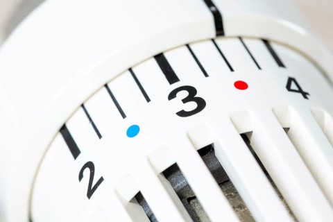 Close-up of a radiator thermostat