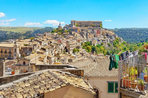 Elevated view of Ragusa Ibla, Ragusa Ibla, Ragusa province, Sicily, Italy