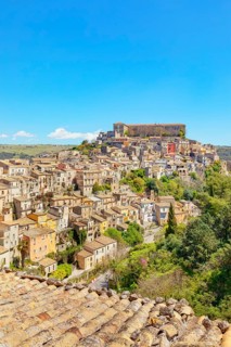 Elevated view of Ragusa Ibla, Ragusa Ibla, Ragusa province, Sicily, Italy