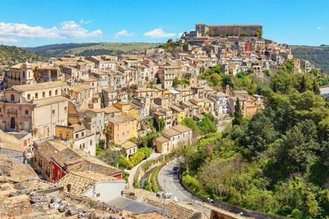 Elevated view of Ragusa Ibla, Ragusa Ibla, Ragusa province, Sicily, Italy