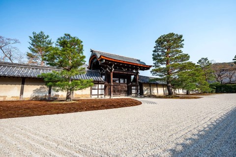 Kare-san-sui rock garden, Zen garden, Tenryu-ji, Zen Buddhist temple complex, Sagatenryuji