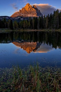 Mountain lake, mountains, reflection, sunny, evening light, Lake Antorno, Lake Antorno, Three