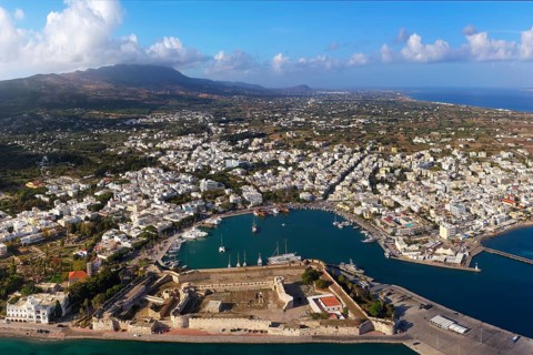 Aerial view, below Kastro, Neratzia fortress, also Nerantzia, castle, first mentioned in 1395,