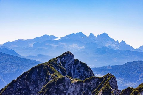 View from Rettenkogel to Bergwerkskogel and Dachstein, Postalm, Osterhorn Group, Salzkammergut,