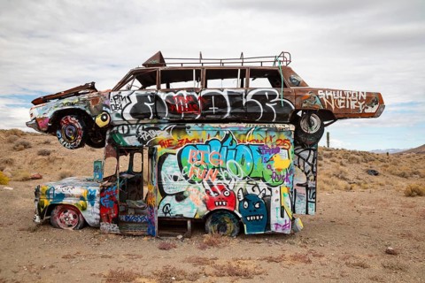 Goldfield, Nevada - The International Car Forest of the Last Church. Artist Mark Rippie has