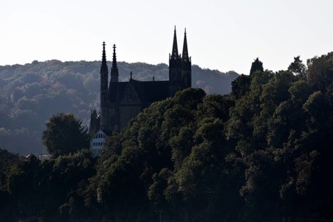 Pilgrimage Church of St. Apollinaris, also Apollinaris Church on Apollinarisberg in Remagen looking