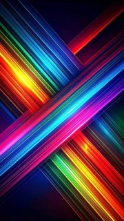 Abstract digital art featuring vibrant, intersecting neon lines creating a geometric pattern,