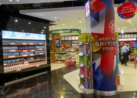 Duty Free shopping area in departures lounge area, Terminal 5, London Heathrow airport, London,