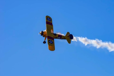 A Boeing PT-17 Stearman biplane, also Boeing Stearman Model 75, with the inscription 399 USNAVY