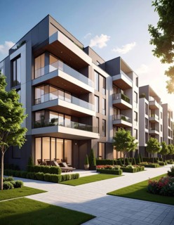 New modern block of flat, condo architecture, Residential apartment as a flat, luxury house