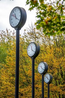 The art installation Zeitfeld in Volksgarten Park in Düsseldorf-Oberbilk, a total of 24 station