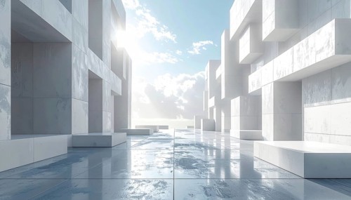 3d illustration of abstract modern architecture background, Minimal geometry architectural design,