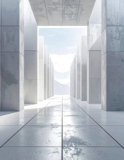3d illustration of abstract modern architecture background, Minimal geometry architectural design,