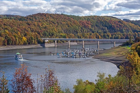 Marina, excursion ship, Talbrücke, Sondern, Olpe, Biggesee, Sauerland, North Rhine-Westphalia,