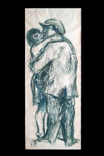 Original caricature, Berlin milieui from the 1940s, by artist Rudolf Führmann, 1909 to 1976,
