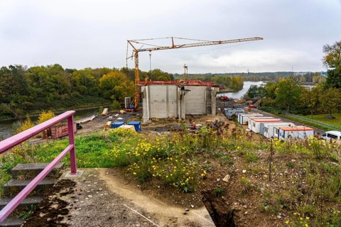 Four-lane new building of the town bypass in Wesel, B58n, here the bridge structure across the