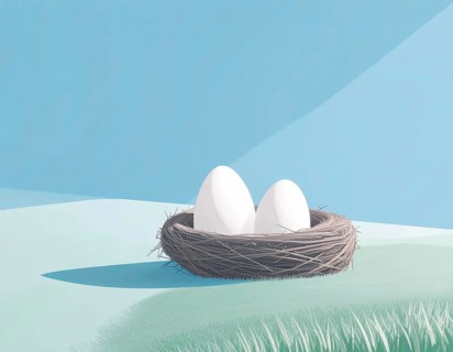 Nest with easter eggs in grass on a sunny spring day, Easter wallpaper decoration drawing, banner,