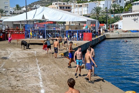 Bous a la Mar Fair, in English Bulls in the Sea, Bullfighting, Javea or Xàbia, Alicante Province,