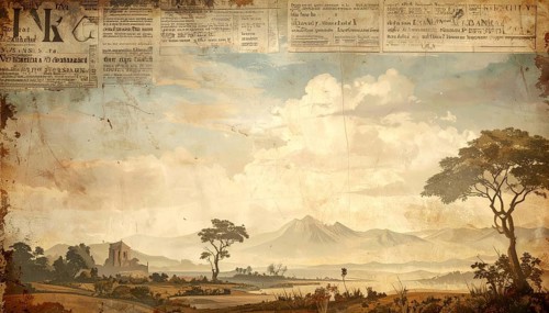 Grunge old public newspaper, texture background wallpaper illustration, vintage tattered yellow