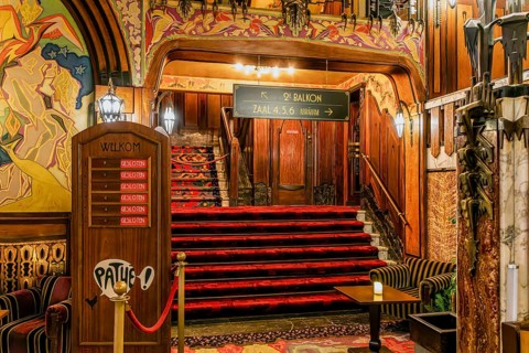 Foyer of the Tuschinski Theatre, Pathé Tuschinski, traditional cinema in the Art Deco style of the