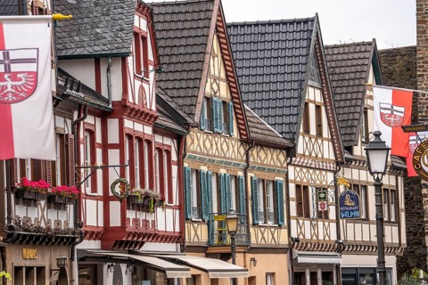 The old town of Ahrweiler, half-timbered houses in Ahrhutstraße, renovated, restored, partly