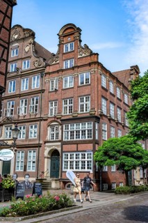 Historic brick buildings in Peterstraße, Komponistenviertel, Neustadt, Hamburg, Germany